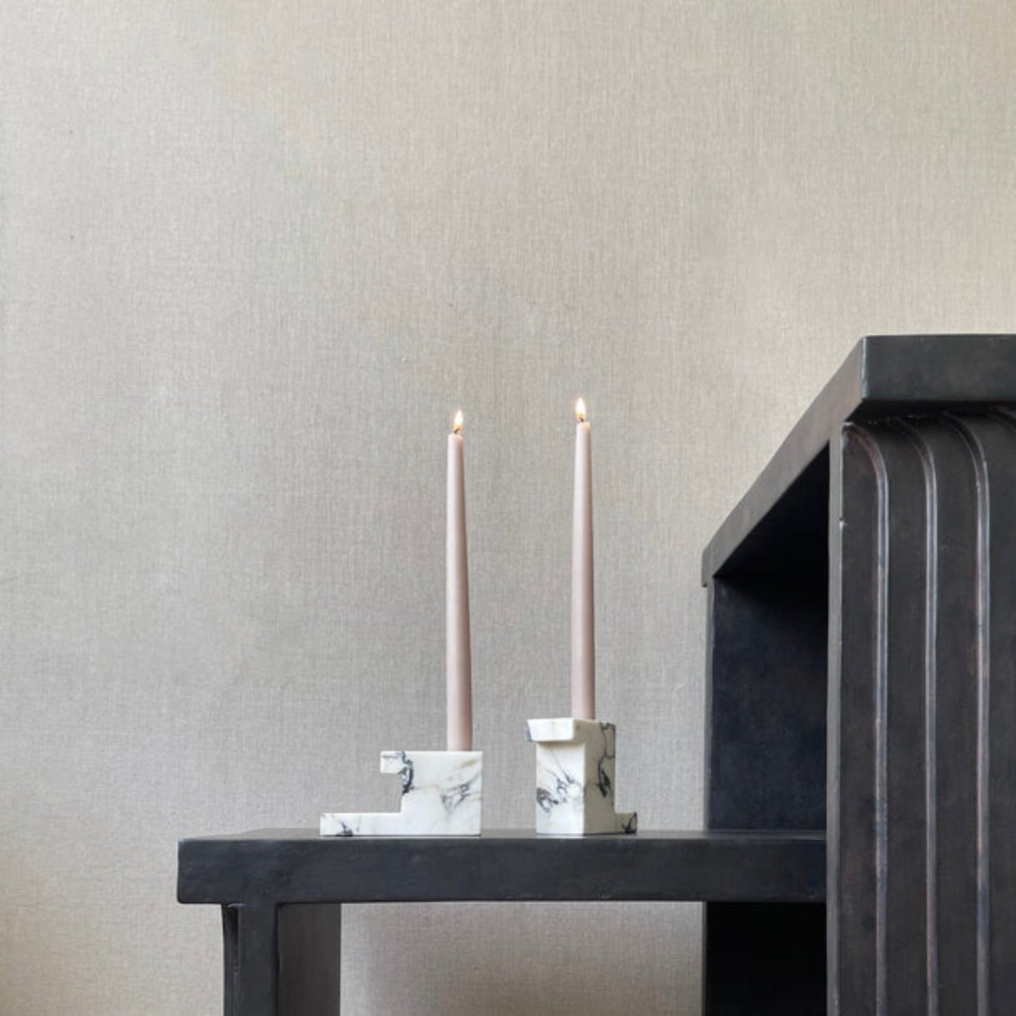 Brick Candleholder. Low - Calacatta